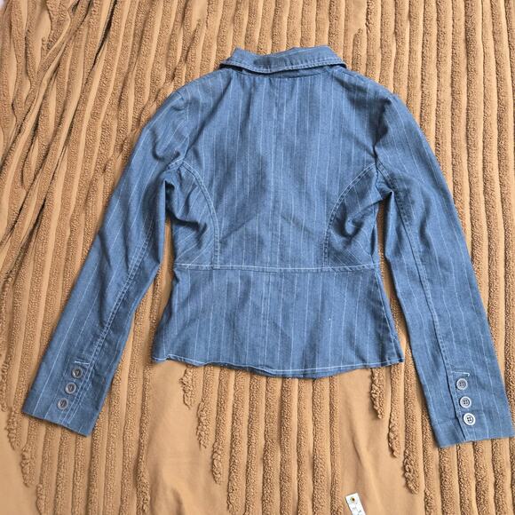 Grass Co. Womens Vintage Y2K Elevated Staple Pinstripe Tailored Blazer Jacket M - Picture 6 of 10